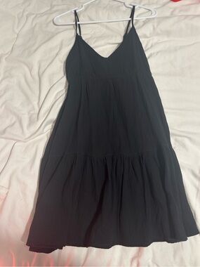 Ardene Black V-Neck Tiered Spaghetti Strap Mini Dress